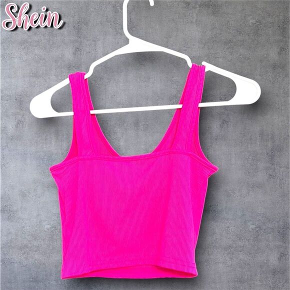 Preowned Shein hot pink crop top tank top - Small - Picture 4 of 4